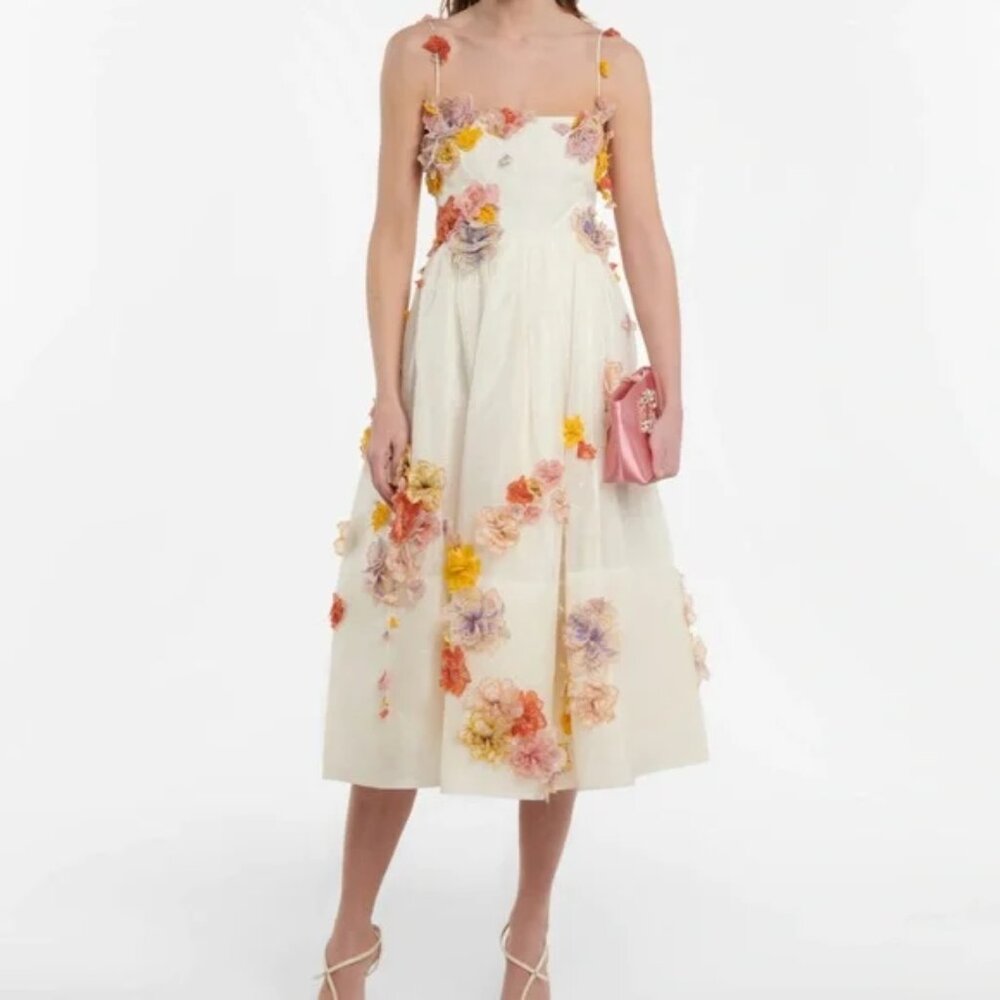 Zimmermann Postcard Appliqué MIDI Dress
